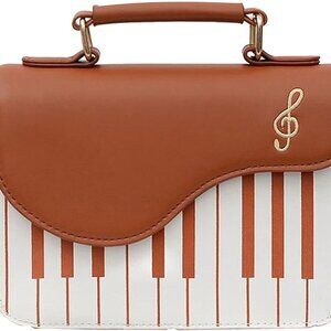 Women Piano Pattern Music Note Top Handle Satchel Mini Size Crossbody Tote Bag P